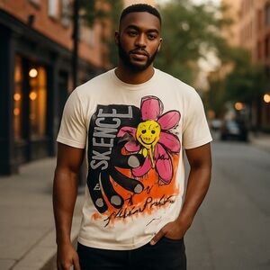 Designer Graphic Tee! “silence” embroidered